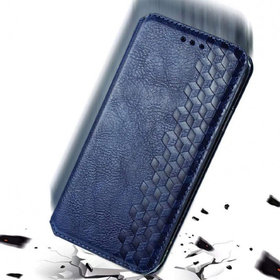Кожаный чехол-книжка GETMAN Cubic (PU) для Xiaomi Redmi Note 9 5G / Note 9T Синий