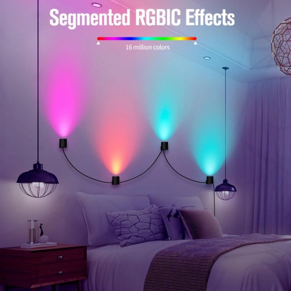 Настінна LED лампа RGB Intelligent wall lamp 4 pcs with Bluetooth European plug with app Black