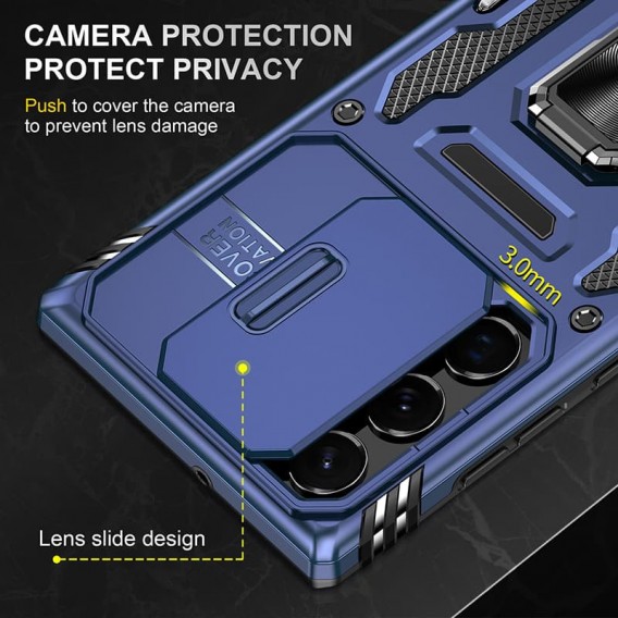 Ударостійкий чохол Camshield Army Ring для Samsung Galaxy S24 Ultra Синій / Navy