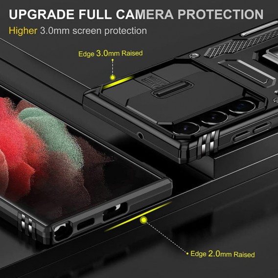 Ударостійкий чохол Camshield Army Ring для Samsung Galaxy S24 Ultra Чорний / Black