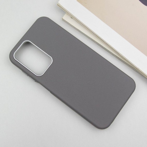 Кожаный чехол Leather Case Metal Buttons для Samsung Galaxy A15 4G/5G / M15 5G Titanium Gray