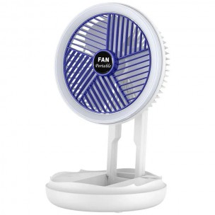 Настольный складной вентилятор Folding Fan 2in1 with Night Light White