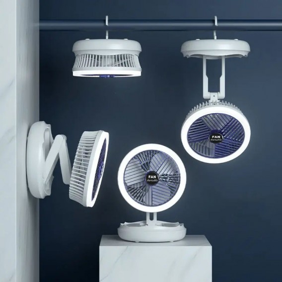 Настольный складной вентилятор Folding Fan 2in1 with Night Light White