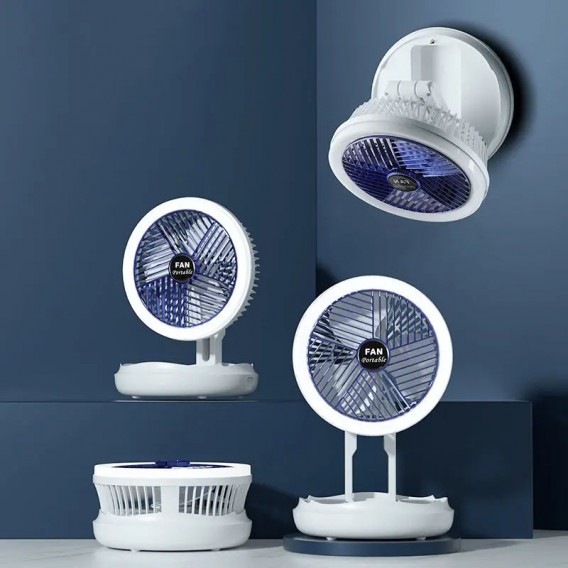 Настольный складной вентилятор Folding Fan 2in1 with Night Light White