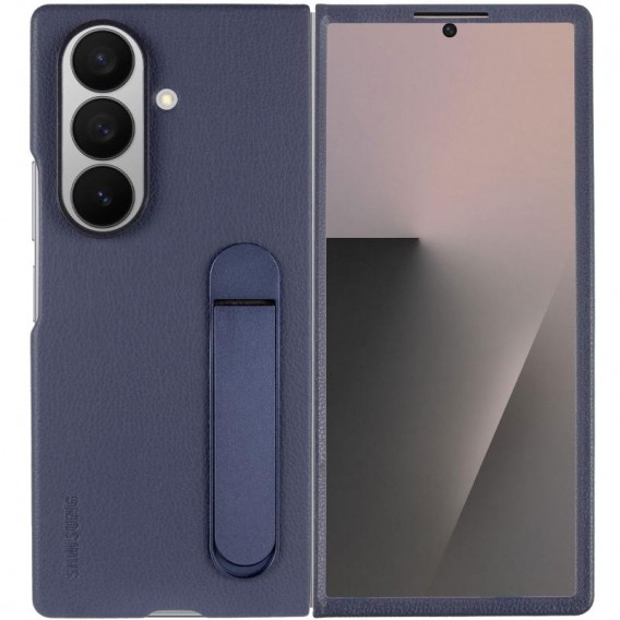 Кожаный чехол Leather Case (AAA) with stand для Samsung Galaxy Z Fold7 Navy
