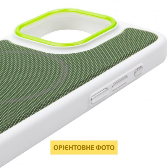 Чехол PC Textile Hybrid with Magnetic Fit для Apple iPhone 16 Pro Max (6.9") White / Green Чехол PC Textile Hybrid with Magnetic Fit для Apple iPhone 16 Pro Max (6.9") White / Green