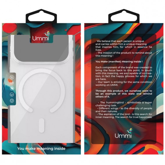 Прозорий чохол для iPhone 18 Pro Max / 17 Pro Max Ummi Transparent with Magnetic Fit, TPU та полікарбонат, прозорий / Clear