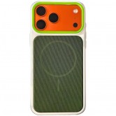 Чехол для iPhone 18 Pro / iPhone 17 Pro PC Textile Hybrid with Magnetic Fit (6.3") White / Green