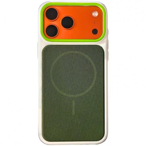 Чехол PC Textile Hybrid with Magnetic Fit для Apple iPhone 17 Pro (6.3") White / Green