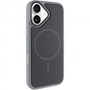 Чехол PC Textile Hybrid with Magnetic Fit для Apple iPhone 17 (6.3") Grey / Black