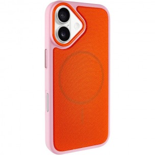 Чохол PC Textile Hybrid with Magnetic Fit для Apple iPhone 17 (6.3") Pink / Orange