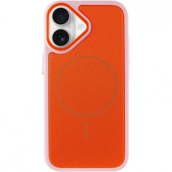 Чохол PC Textile Hybrid with Magnetic Fit для Apple iPhone 17 (6.3") Pink / Orange Чохол PC Textile Hybrid with Magnetic Fit для Apple iPhone 17 (6.3") Pink / Orange