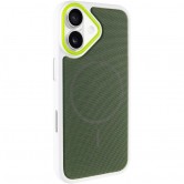 Чехол PC Textile Hybrid with Magnetic Fit для Apple iPhone 17 (6.3") White / Green