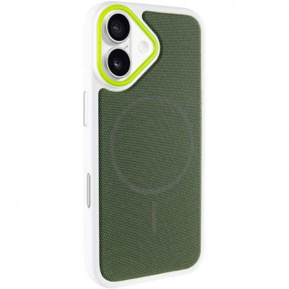 Чохол PC Textile Hybrid with Magnetic Fit для Apple iPhone 17 (6.3") White / Green
