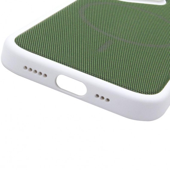 Чохол PC Textile Hybrid with Magnetic Fit для Apple iPhone 17 (6.3") White / Green Чохол PC Textile Hybrid with Magnetic Fit для Apple iPhone 17 (6.3") White / Green