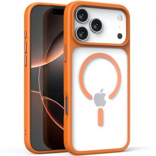 TPU+PC чохол Metal Buttons with MagSafe для Apple iPhone 17 Pro (6.3") Помаранчевий / Orange