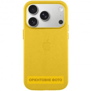 Чехол кожаный Leather Case (AA) with Magnetic Fit and Animation для Apple iPhone 17 (6.3") Canary Yellow