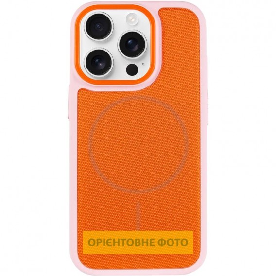 Чохол PC Textile Hybrid with Magnetic Fit для Apple iPhone 15 Pro (6.1") Pink / Orange Чохол PC Textile Hybrid with Magnetic Fit для Apple iPhone 15 Pro (6.1") Pink / Orange