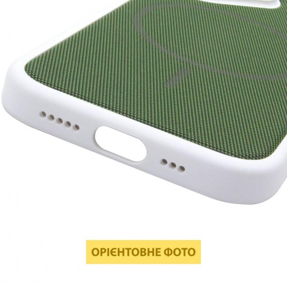 Чохол PC Textile Hybrid with Magnetic Fit для Apple iPhone 15 Pro (6.1") White / Green Чохол PC Textile Hybrid with Magnetic Fit для Apple iPhone 15 Pro (6.1") White / Green