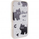Чехол TPU Panel Stand для Apple iPhone 16 Pro (6.3") Black Cat