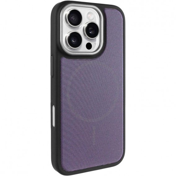 Чехол PC Textile Hybrid with Magnetic Fit для Apple iPhone 16 Pro (6.3") Black / Purple