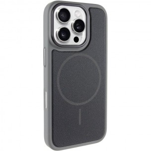 Чохол PC Textile Hybrid with Magnetic Fit для Apple iPhone 16 Pro (6.3") Grey / Black