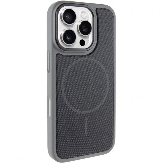 Чехол PC Textile Hybrid with Magnetic Fit для Apple iPhone 16 Pro (6.3") Grey / Black