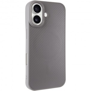 TPU чехол Carbon Protective with Magsafe для Apple iPhone 16 (6.1") Grey