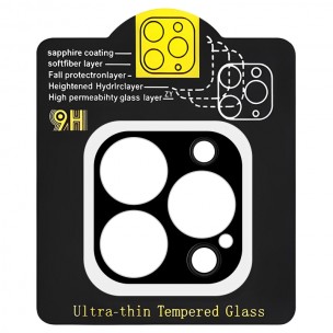 Захисне скло на камеру Full Block (тех.пак) для Apple iPhone 12 Pro Max (6.7") Чорний