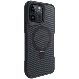 TPU+PC чохол Metal Buttons with MagSafe Carbon Ring для Apple iPhone 14 Pro Max (6.7") Чорний