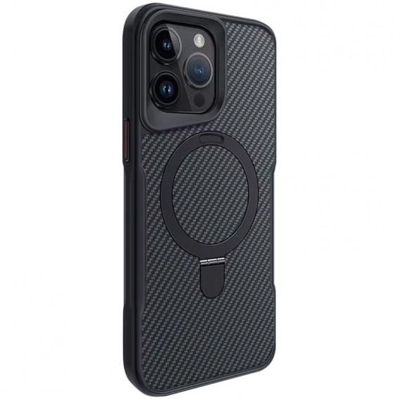TPU+PC чохол Metal Buttons with MagSafe Carbon Ring для Apple iPhone 14 Pro Max (6.7") Чорний
