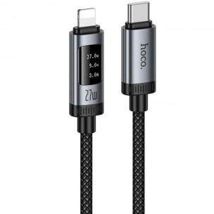 Дата кабель Hoco U148 Lord with display Type-C to Lightning 27W (1.2m) Black Дата кабель Hoco U148 Lord with display Type-C to Lightning 27W (1.2m) Black