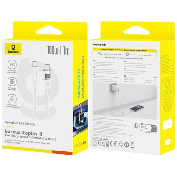 Дата кабель Baseus Display 2 Type-C to Type-C 100W (1m) (P10382702) Moon White Дата кабель Baseus Display 2 Type-C to Type-C 100W (1m) (P10382702) Moon White