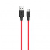 Дата кабель Hoco X21 Silicone Type-C Cable (1m) Черный / Красный