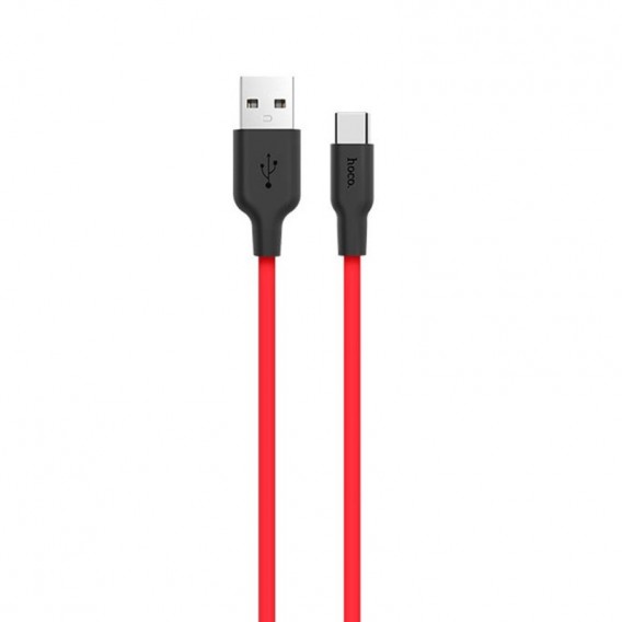 Дата кабель Hoco X21 Silicone Type-C Cable (1m) Чорний / Червоний
