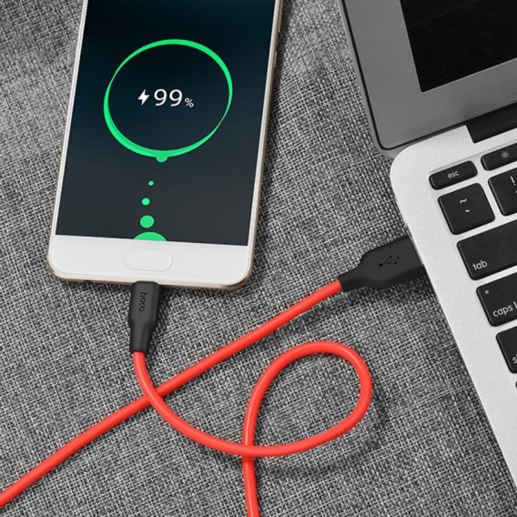 Дата кабель Hoco X21 Silicone Type-C Cable (1m) Чорний / Червоний