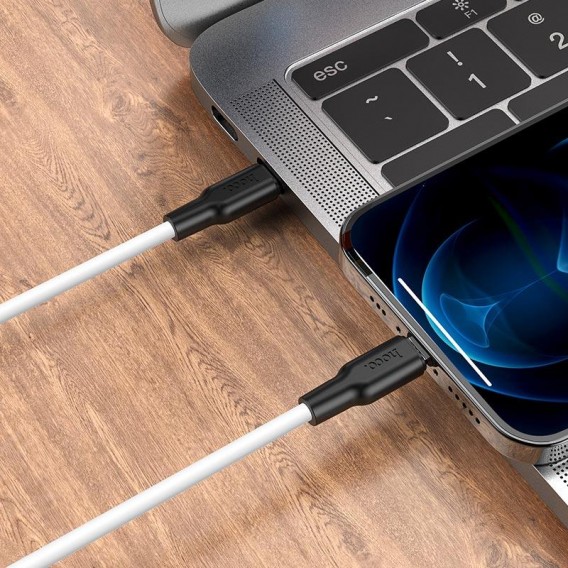 Дата кабель Hoco X21 Plus Silicone Type-C to Lightning (1m) Чорний / Білий