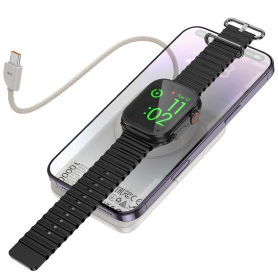 Портативний ЗП Power Bank Hoco Q43 Clever PD20W з БЗП+iWatch Type-C 10000 mAh Metal gray