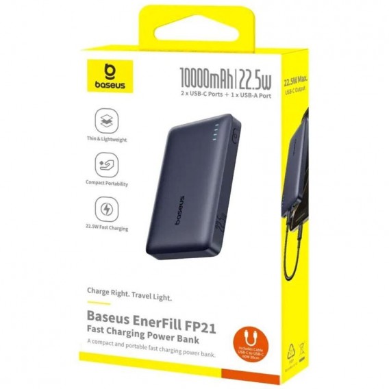 Портативний ЗП Power Bank Baseus EnerFill FP21 22.5W 10000 mAh (P1008210D213) Cosmic Black Портативний ЗП Power Bank Baseus EnerFill FP21 22.5W 10000 mAh (P1008210D213) Cosmic Black
