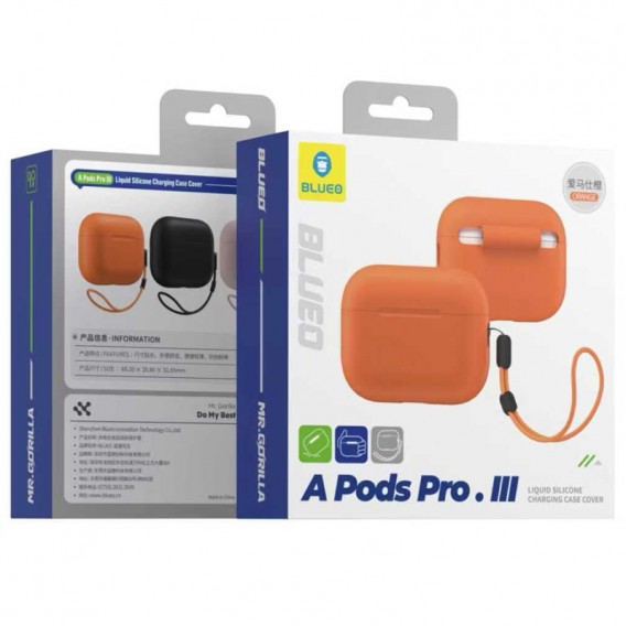 Силіконовий футляр BlueO Liquid silicone для навушників Airpods Pro 3 Orange