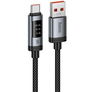 Дата кабель Hoco U148 Lord with display USB to Type-C 100W (1.2m) Black Дата кабель Hoco U148 Lord with display USB to Type-C 100W (1.2m) Black