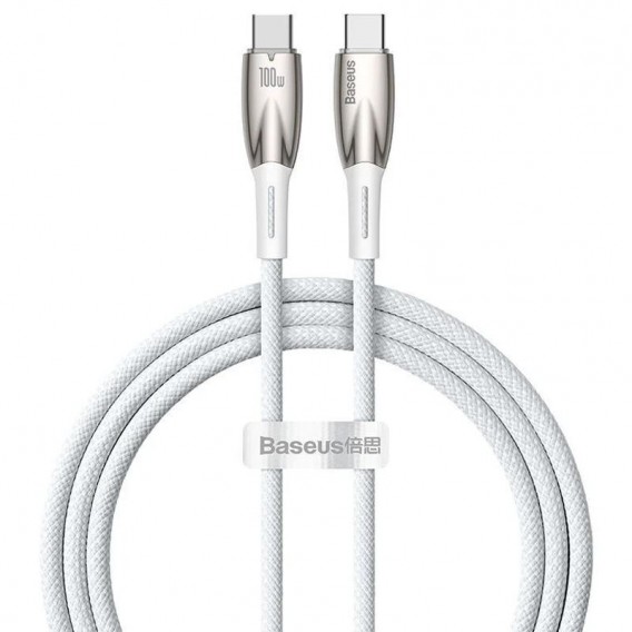 Дата кабель Baseus Glimmer Series Fast Charging Type-C to Type-C 100W 1m (CADH00070) White