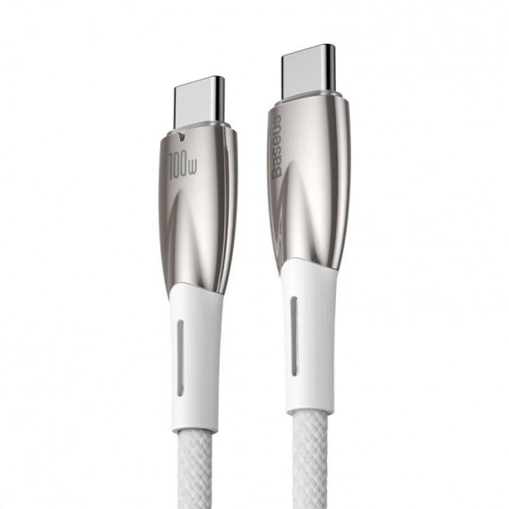 Дата кабель Baseus Glimmer Series Fast Charging Type-C to Type-C 100W 1m (CADH00070) White Дата кабель Baseus Glimmer Series Fast Charging Type-C to Type-C 100W 1m (CADH00070) White