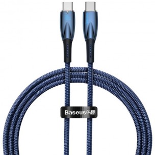 Дата кабель Baseus Glimmer Series Fast Charging Type-C to Type-C 100W 1m (CADH00070) Blue