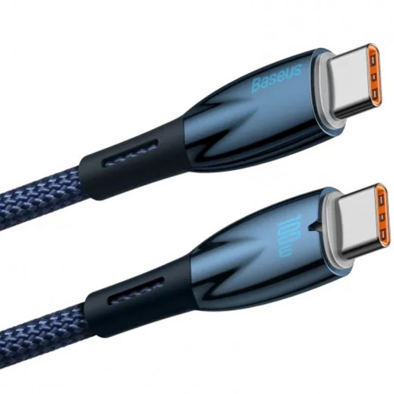 Дата кабель Baseus Glimmer Series Fast Charging Type-C to Type-C 100W 1m (CADH00070) Blue Дата кабель Baseus Glimmer Series Fast Charging Type-C to Type-C 100W 1m (CADH00070) Blue