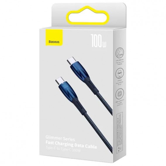 Дата кабель Baseus Glimmer Series Fast Charging Type-C to Type-C 100W 1m (CADH00070) Blue Дата кабель Baseus Glimmer Series Fast Charging Type-C to Type-C 100W 1m (CADH00070) Blue