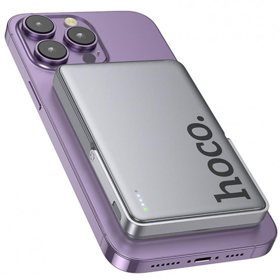 Портативний ЗП Power Bank Hoco Q36 Sunlight magnetic suction+holder PD20W з БЗП 5000 mAh Metal grey Портативний ЗП Power Bank Hoco Q36 Sunlight magnetic suction+holder PD20W з БЗП 5000 mAh Metal grey