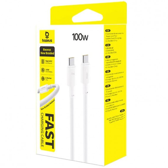 Дата кабель Baseus New Braided Type-C to Type-C 100W (2m) (E0426V) Moon White Дата кабель Baseus New Braided Type-C to Type-C 100W (2m) (E0426V) Moon White