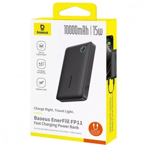 Портативний ЗП Power Bank Baseus EnerFill FP11 15W 10000 mAh (P1008210C123) Cosmic Black Портативний ЗП Power Bank Baseus EnerFill FP11 15W 10000 mAh (P1008210C123) Cosmic Black
