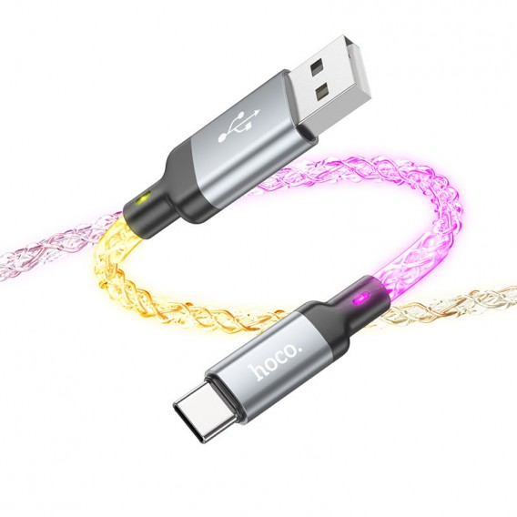 Дата кабель Hoco U112 Shine USB to Type-C 3A (1m) Gray Дата кабель Hoco U112 Shine USB to Type-C 3A (1m) Gray